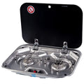 Custom for RV Camper Stainless Steel Double Burner Gas Stove with Tempered Glass Lid 2x1.35KW Outdoor Camping Kitchen