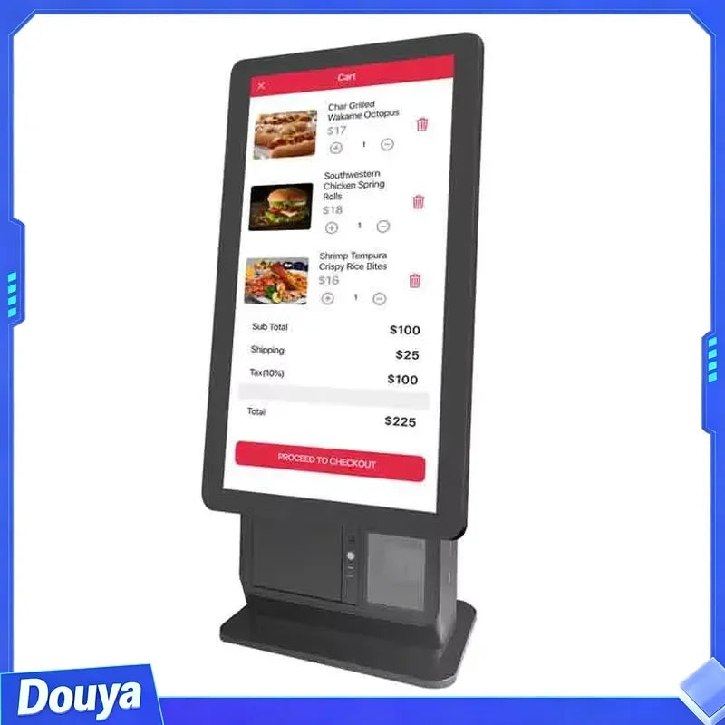 Restaurant Pos System All in One Touch Screen Wall Mounted Self Service Ordering Payment Kiosk