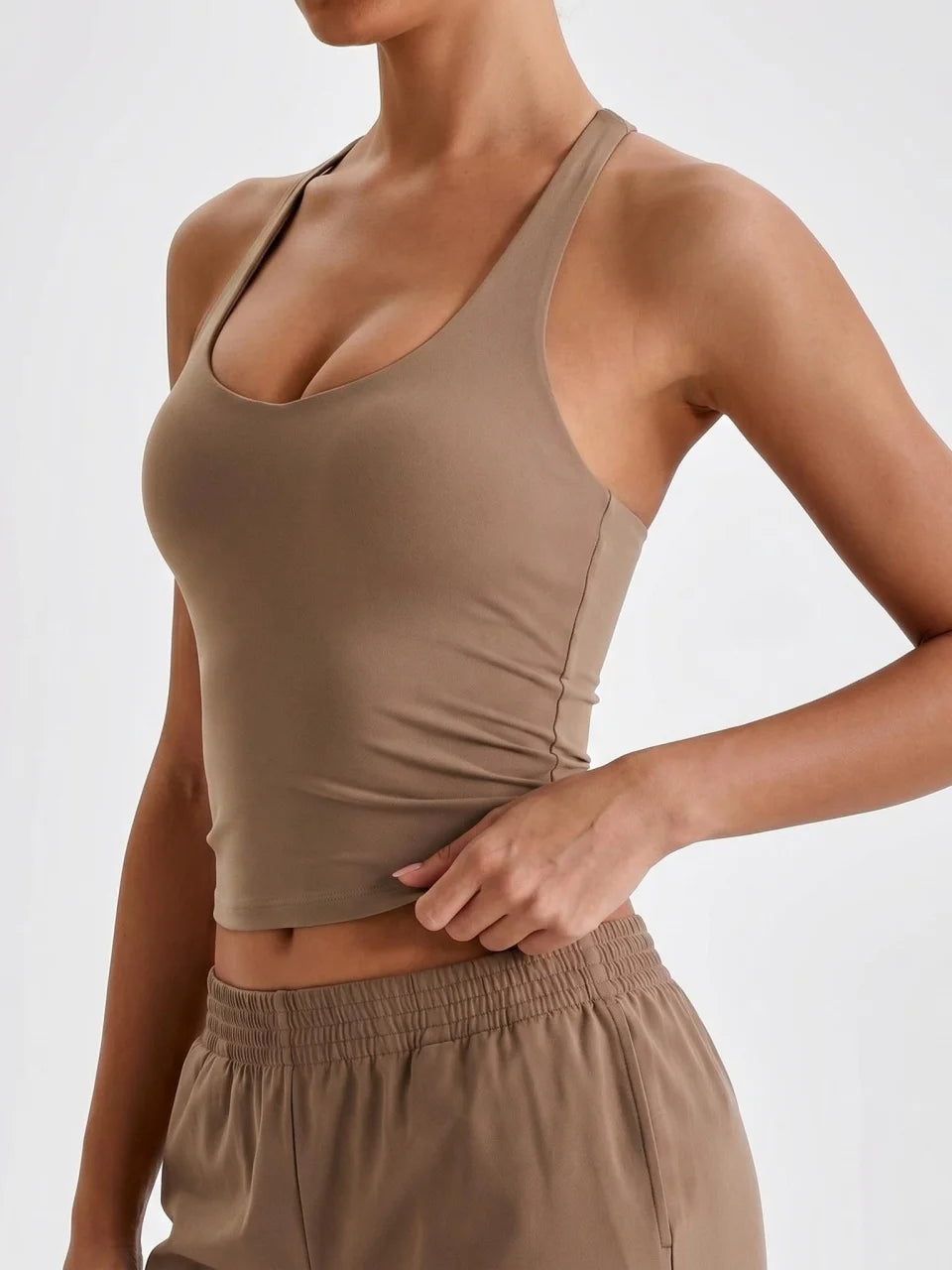 Longline Yoga Tank Top with Built in Bra Women Quick Dry Gym Camisole Workout Shirts Soft Slim Fit Sports Vest Athleisure