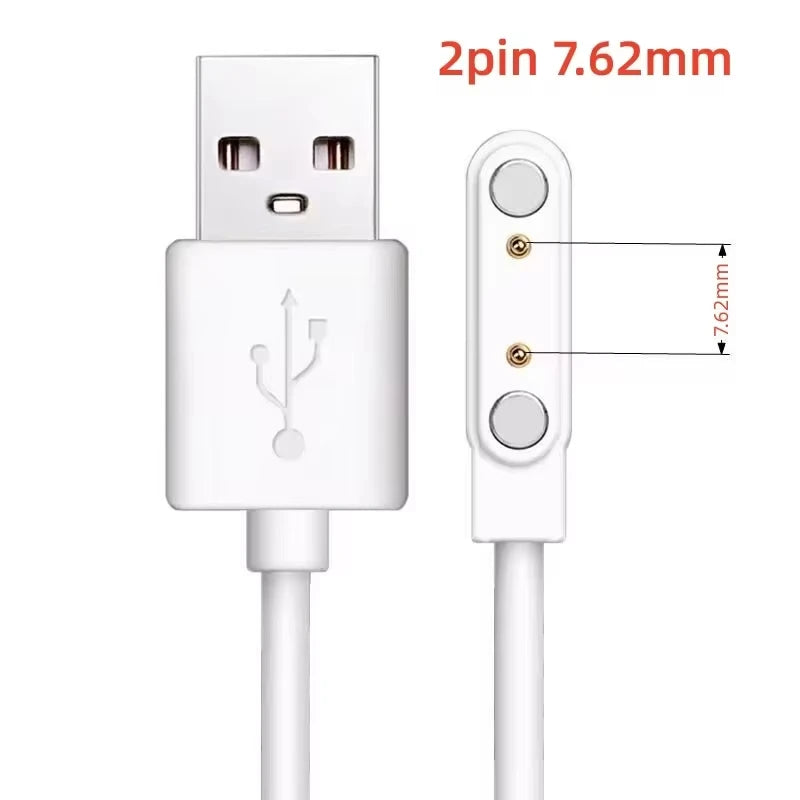 2 Pins 4 Pins Smartwatch Dock Charger Adapter USB Charging Cable Cord for Adult/Kids Smart Watch Power Charge Wire Accessories