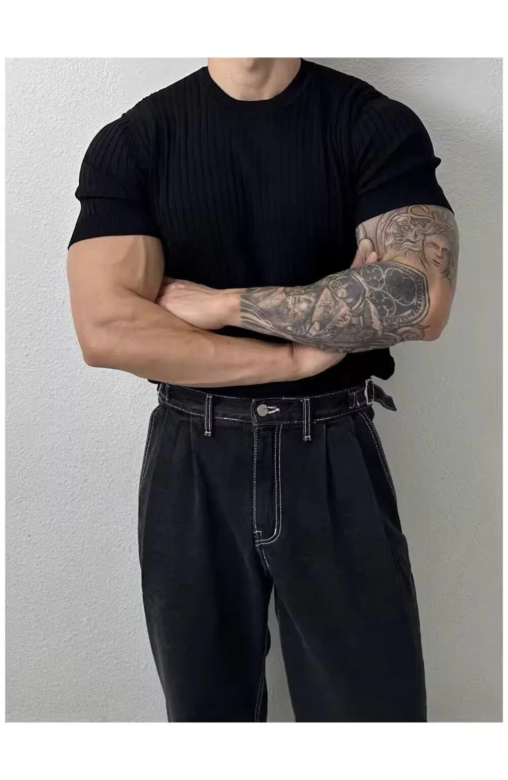 Trendy Polo Shirt for Men Summer Solid Color Top Versatile Knit Style Korean Short Sleeves Casual Fashion T-shirt