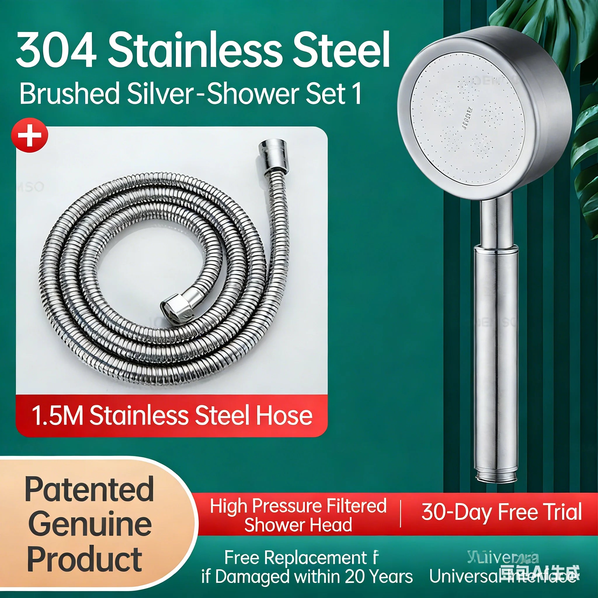 304 stainless steel shower head, handheld shower head for bathroom bathing, bathroom shower head