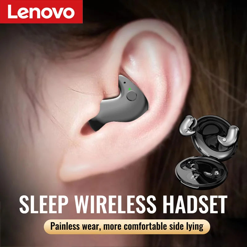 Lenovo Invisible Sleep Headset With Mic Wireless Bluetooth Earphone Ipx5 Waterproof Ultra-Compact HiFi Stereo Sports Earbuds