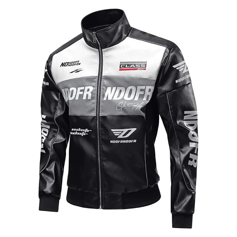 New Motorcycle PU Leather Bomber Jacket Japanese Loose Fashion Flight Jacket Large Size Men's Printed Faux Leather