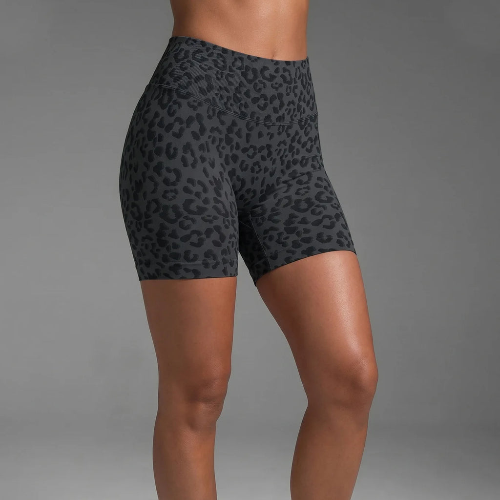 Seamless Leopard Print Yoga Shorts Women High Waist Biker Shorts Tummy Control Gym Workout Fitness Athletic Shorts Activewear