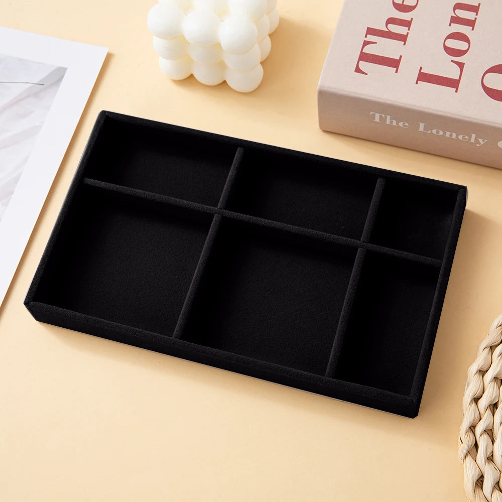 Black Jewelry Organizer Velvet Jewelry Storage Tray Display Ring Bracelet Necklace Storage Box Showcase Drawer