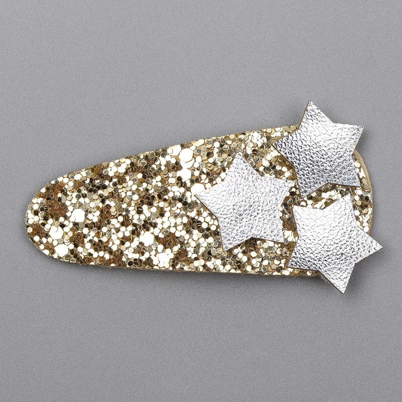 Kids Hair Clips Flocked Glitter Star Snap Clips for Toddlers Girls Soft Front Hair Clips Fall Winter Boho Hair Accessories New