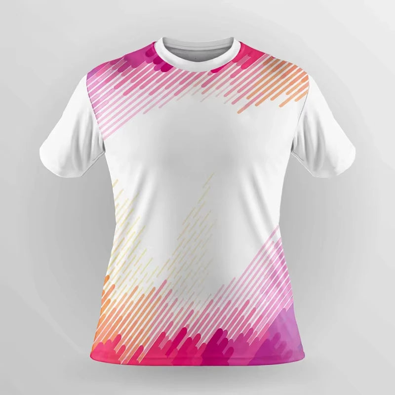 Simple Fashion Quick Dry Sports T Shirts Summer Casual Short Sleeve 3D Printed T-shirts Loose Breathable Running Badminton Tees