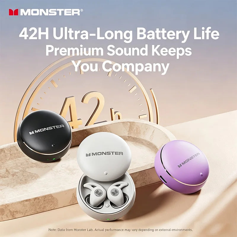 MONSTER GT31 Bluetooth Earphones Wireless Zero-Pressure Earbuds Noise Cancelling Sleep Aid Headphone HiFi Stereo Sound