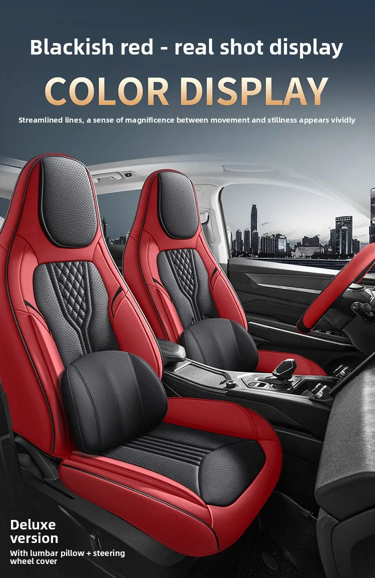 Universal Sporty Seat Luxury Car Seat Full Cover Perforated Breathable Leather Sedan SUV. Cushion Car Seat Full Cover Protection