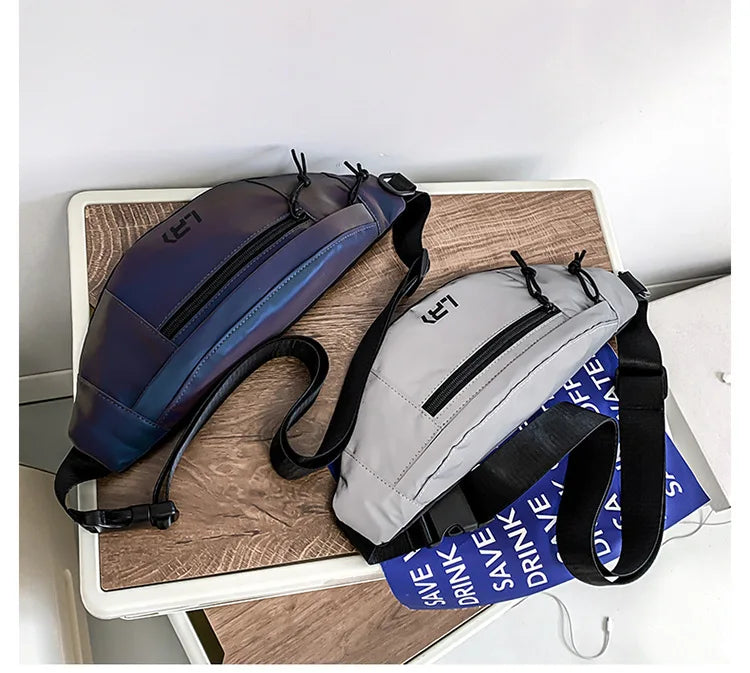 Techwear Style Colorful Reflective Fanny Pack Punk Hip Hop Crossbody Bag Men Women Outdoor Casual Motorcycle Sport Waist Bag
