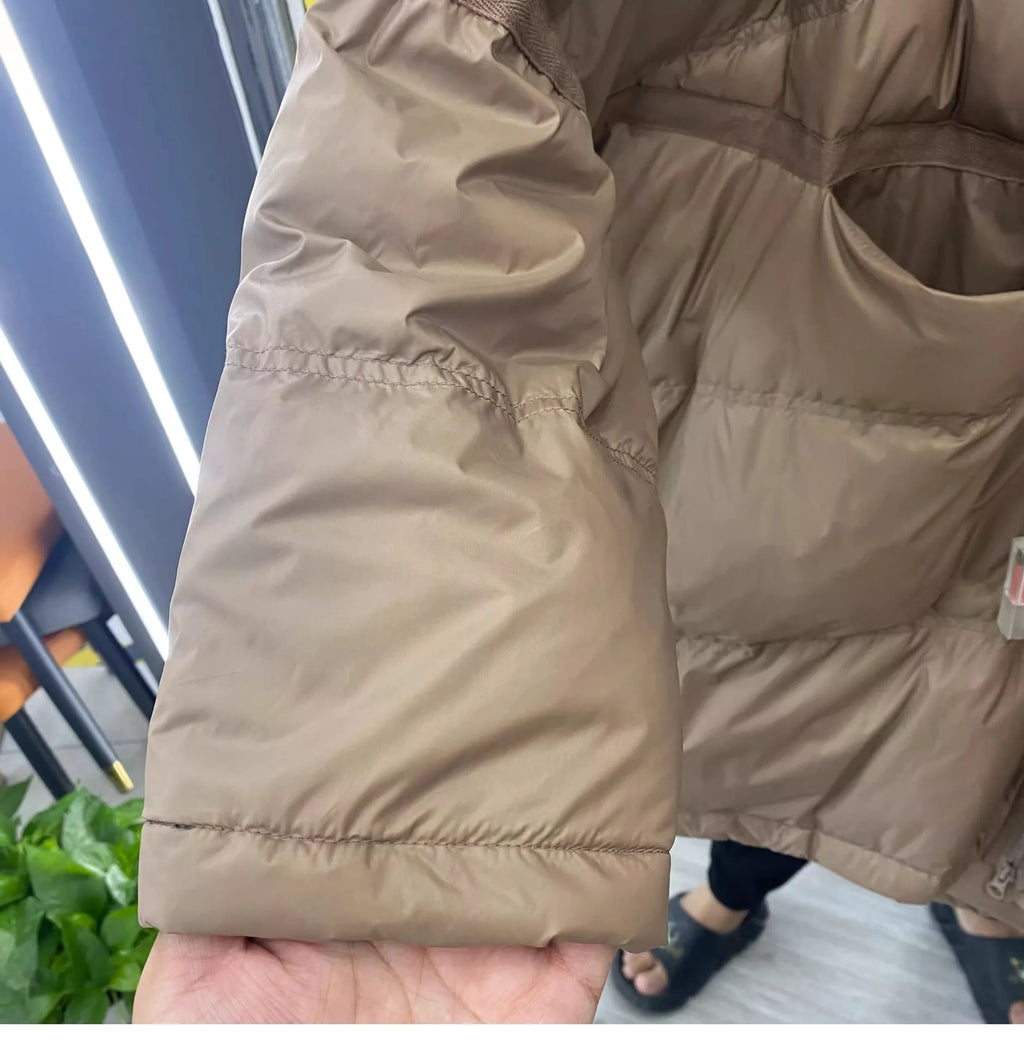 2025 New Winter Women 90% White Duck Down Jacket Casual Loose Over Size Warm Parka Female Drawstring Hooded Puffer Coat
