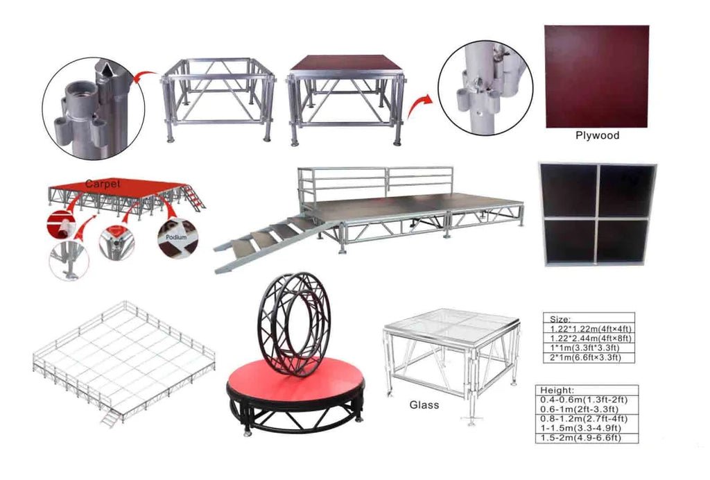 1.22M 2.44m Aluminum Concert Stage Podium 4x 8ft Plywood Stage 4ft 8ft