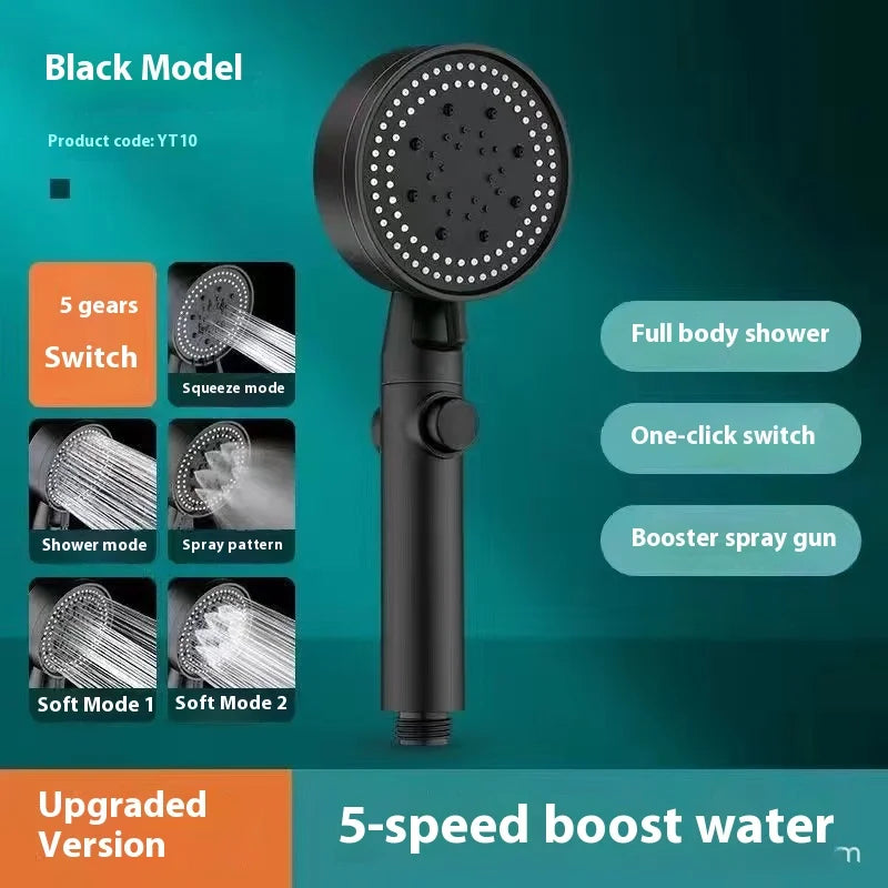 5 Modes Speed Adjustment Self-cleaning Shower Head High Pressure Adjustable with Hose Water Shower Bath Bathroom Accessories
