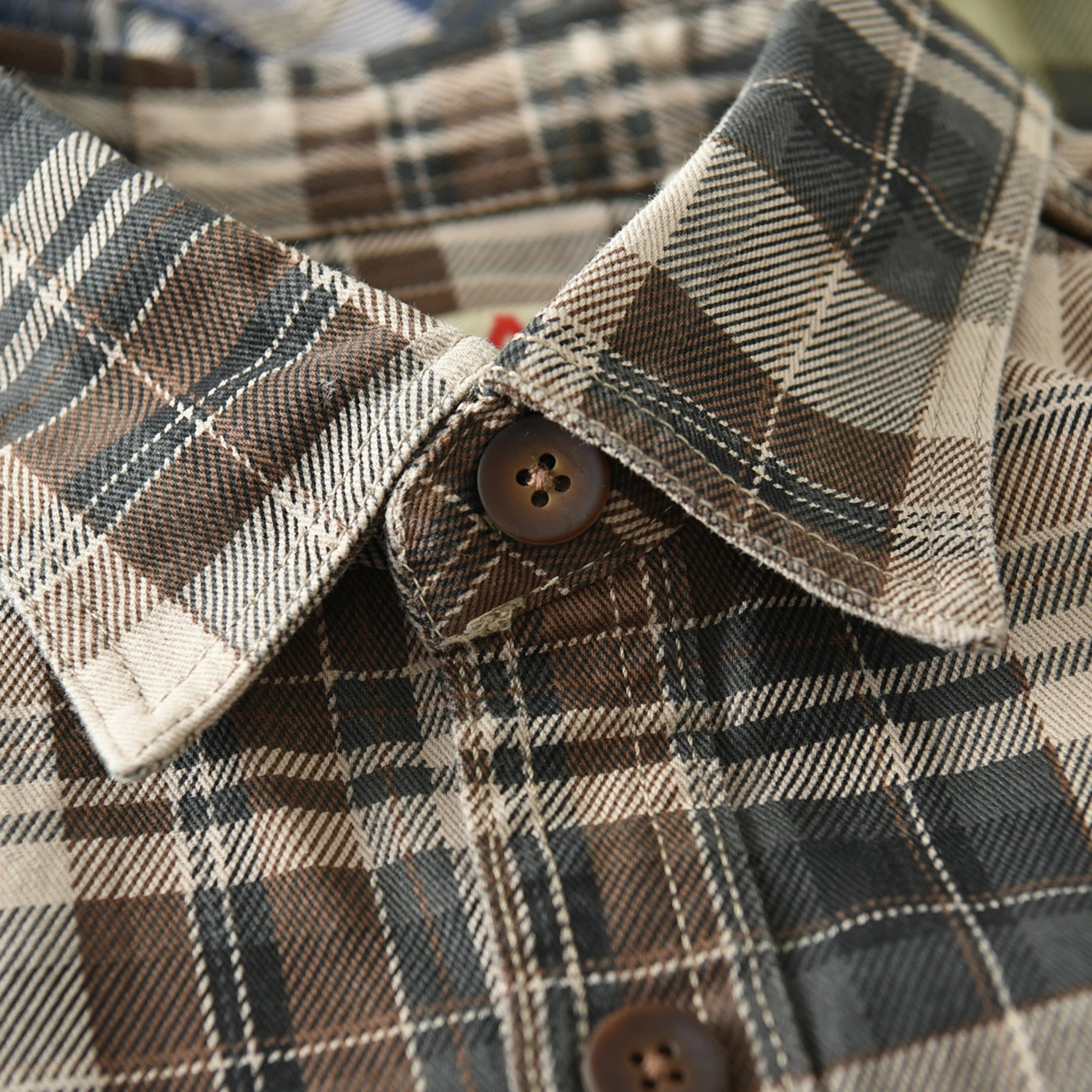 100% cotton vintage wash plaid shirt Men's spring and autumn casual long-sleeved shirt jacket