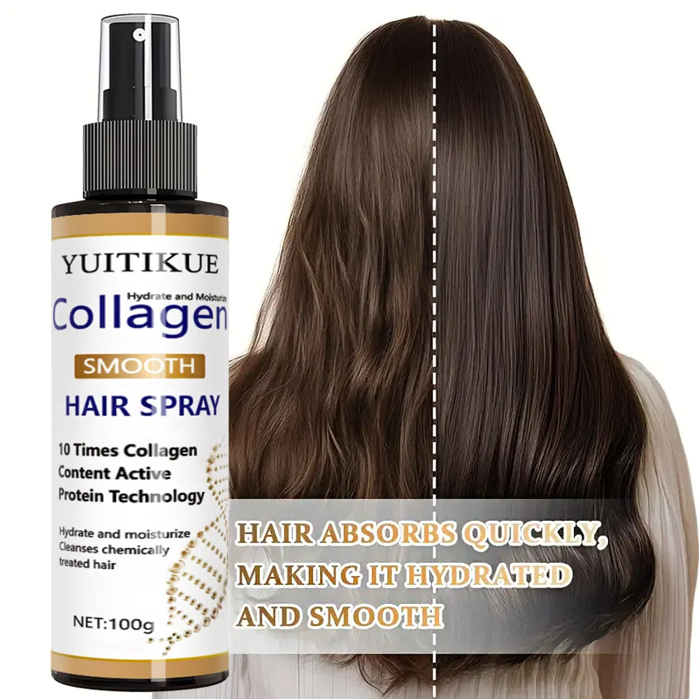 YUITIKUE Collagen Smooth Hair Spray | Hydrate, Moisturize & Repair For Chemically Treated, Dry Hair 100ml