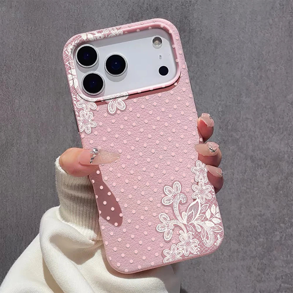 Case For IPhone 13 Case IPhone 14 Pro Max For IPhone 16 Pro 12 14 13 15 Pro Max 17 15 Plus Cover Polka Dot Lace Soft Fundas
