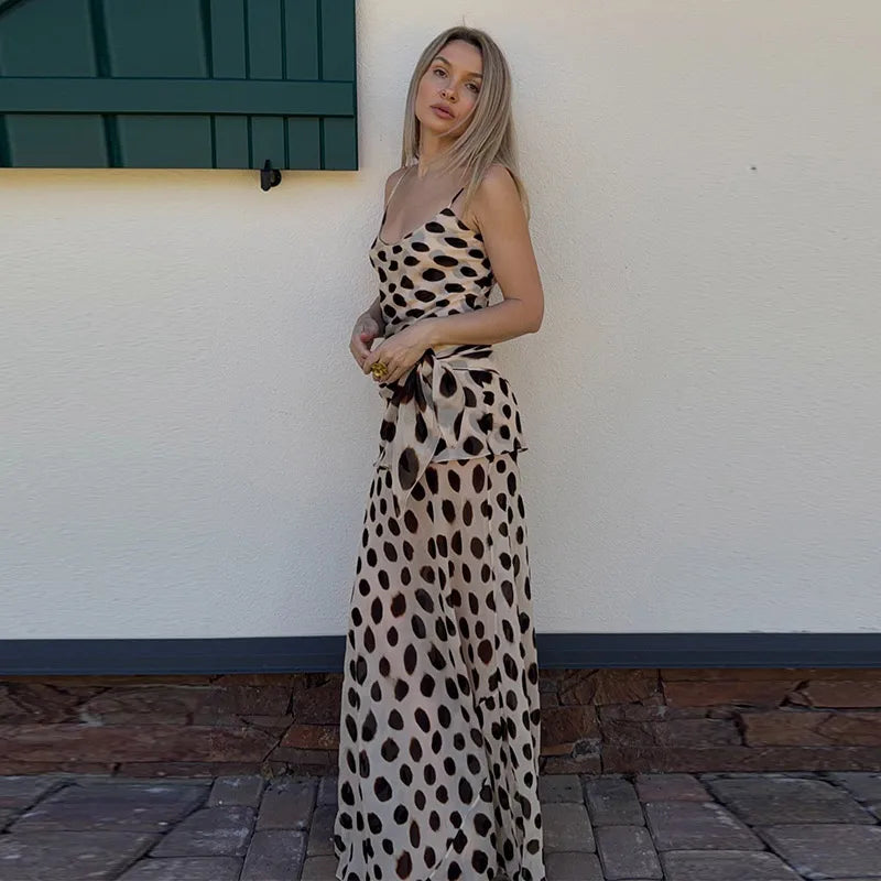 2026 Summer Animal Print Long Dress Outfit Women Backless V-neck Ruched Party Holiday Dresses Sexy Lady Bodycon Slip Dresses