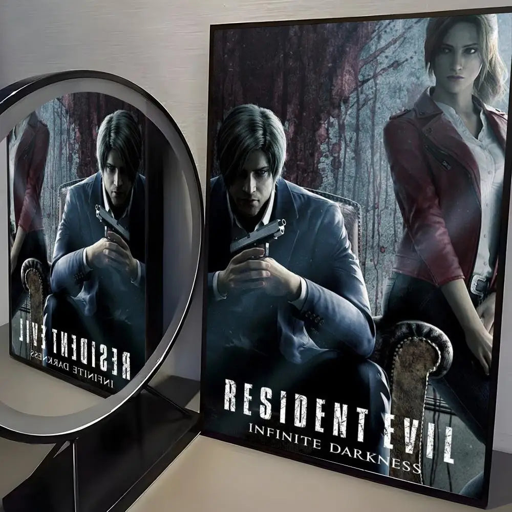 R-Resident Evil Game Poster Home Living Bed Room Bar Hallway Sticky Wall Art Printing Aesthetic Decor