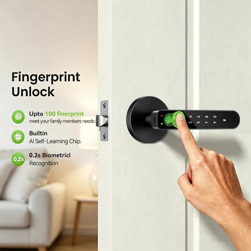 ICCSSI Tuya Electronic Digital Lock Smart Fingerprint Lock IC Card/Password/Fingerprint/key/APP Unlock for Apartment B208APRO