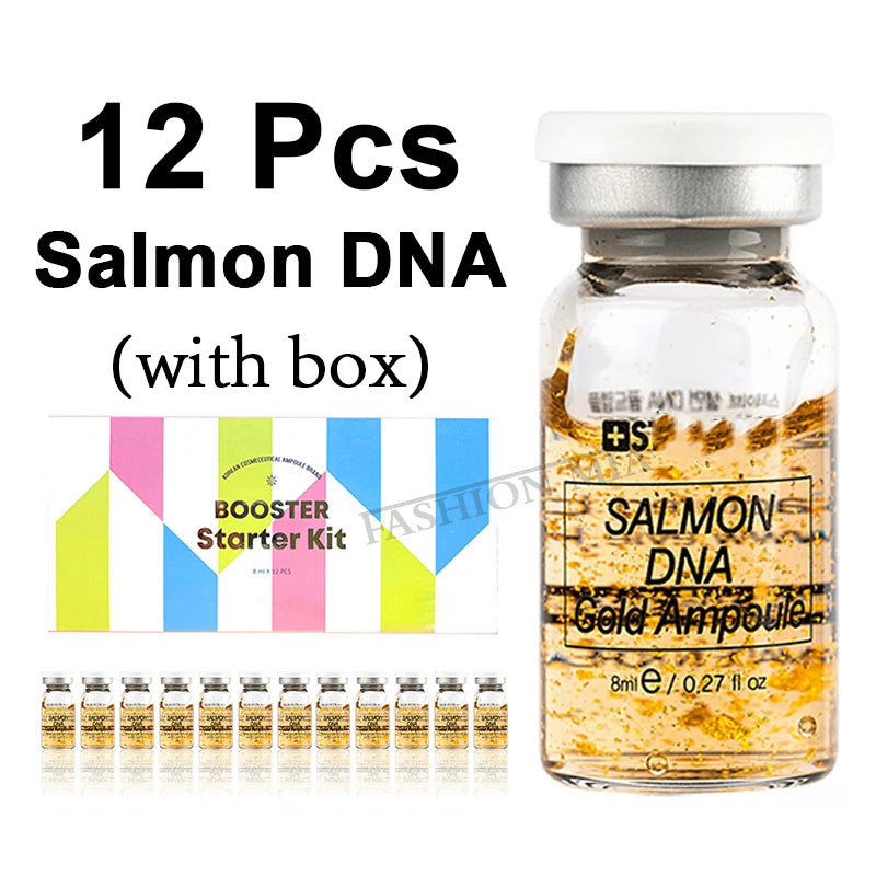 Korea Facial 8ml Salmon DNA Gold Ampoule Skin Booster Serum BB Cream Deep Hydration Rejuvenation Skin Care Kit