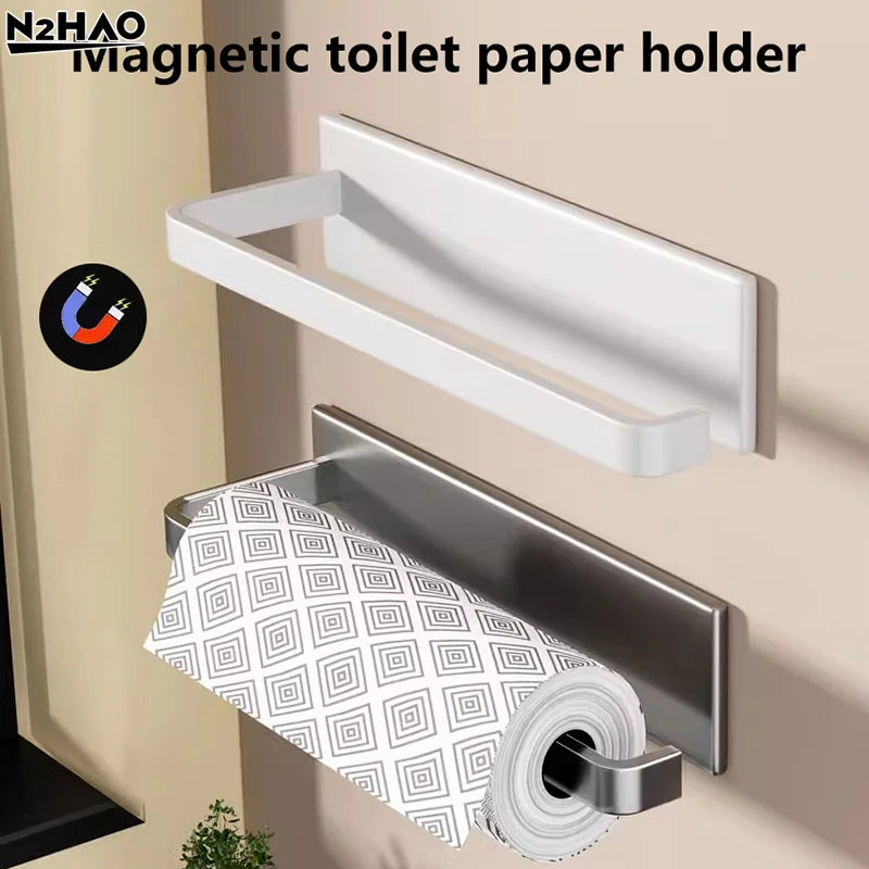 Kitchen Paper Holder, Wall-mounted Refrigerator Magnetic Paper Towel Holder, Side Cabinet For Storing Items, Non-drilling Fresh