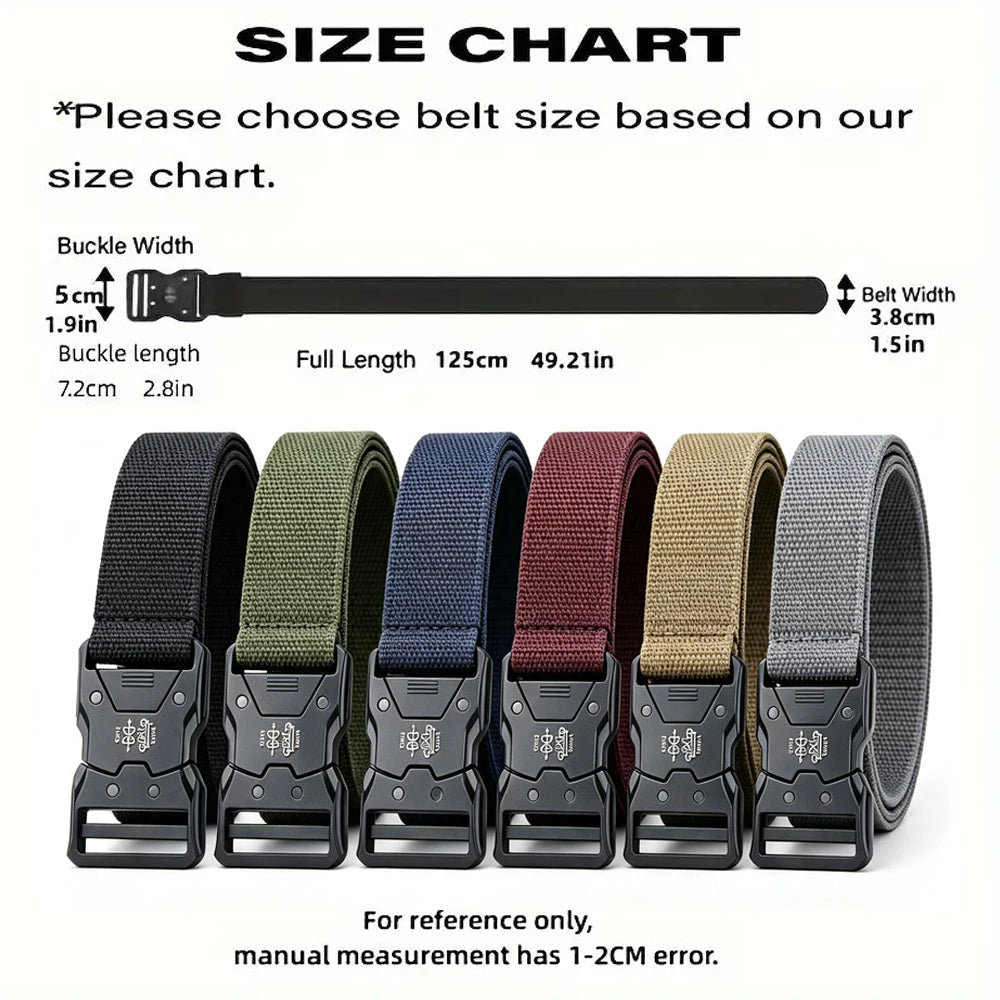 Men's Tactical Belt Versatile Durable Nylon Canvas Belt Outdoor Hunting Automatic Buckle Military Training Pants Belt for Men