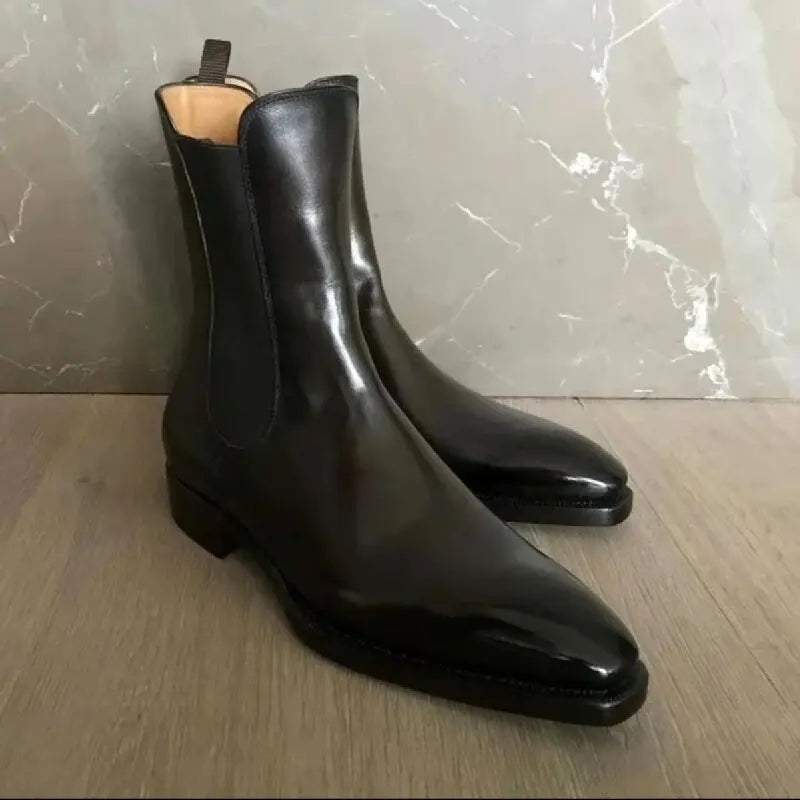 Men Fashion Chelsea Boots Black One Step Business Brand Formal Boots Waterproof Anti slip Wear resistant Size 38-48 Men Boots