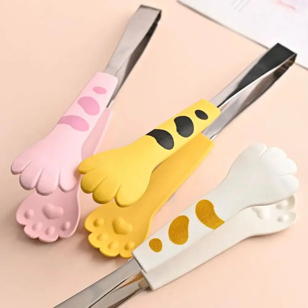 Multifunctional Cat Paw Shape Food Tongs Stainless Steel Kitchen Gadgets Meal Tongs Sandwich Baking Clip Barbecue Tongs