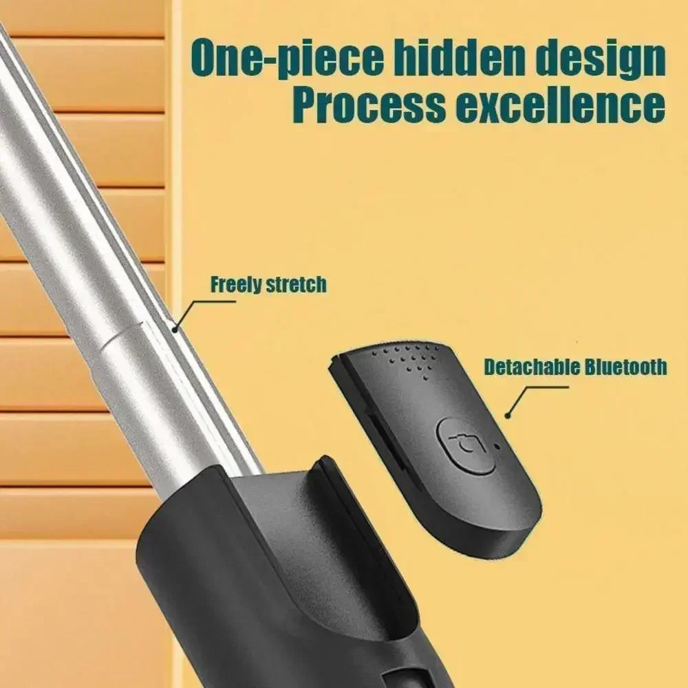 Wireless Selfie Stick with Tripod Stand and Light, Bluetooth Remote, Extendable for iPhone, Mobile Phone, Live Streaming