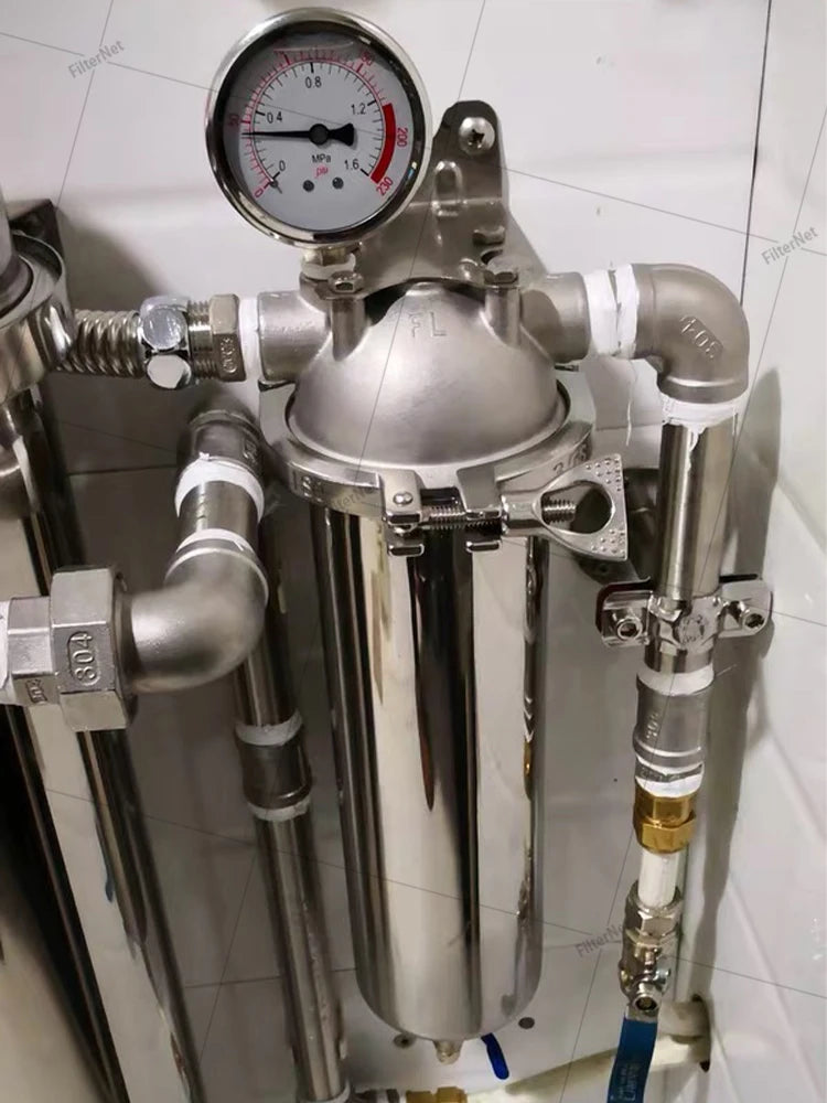 5 Inch Prefilter 304 Stainless Steel Hot Water Filter Housing DN15 DN20 DN25 for High Temperature High Flow Water Filter Housing
