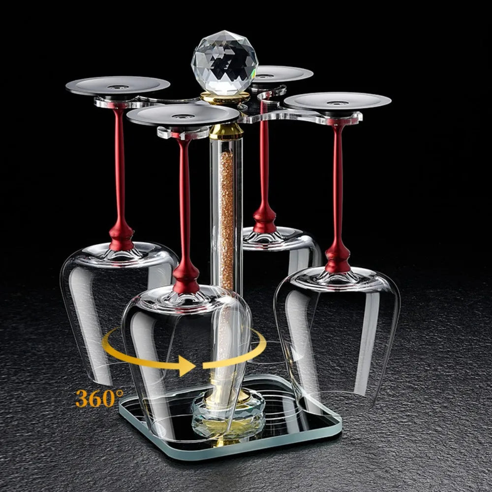 Unique Clear Rotating Glass Wine Glasses Ergonomic Holder Thickened Base Crystal Goblet 500ml Wine Decanter Glass Cup Whiskey