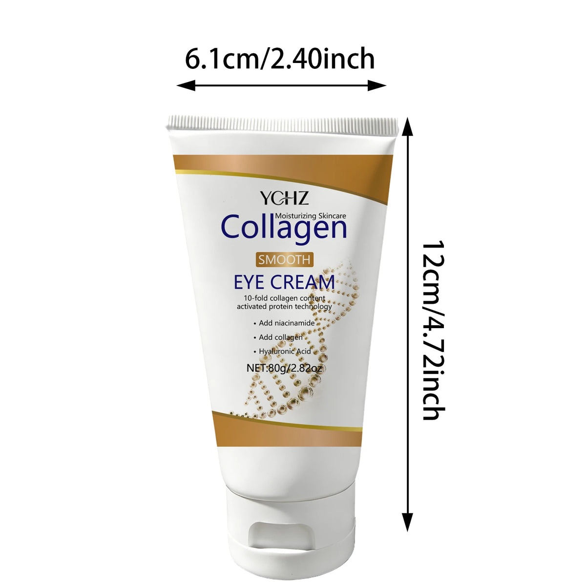 Collagen Eye Cream, Rich in Collagen and Hyaluronic Acid, Deeply Moisturizes the Skin Around the Eyes, Hydrates and Firms the Skin, Making It Smooth, Bright, and Elastic 80g