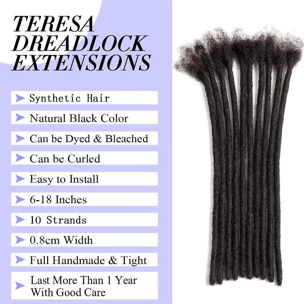 Synthetic Hair Dreadlock Extensions – 10-Strand Soft Locs