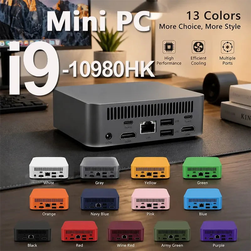 Mini PC Intel Core I9 10980HK Windows 11 Small Pocket Cmputer 16GB RAM 1/2TB SSD WIFI6 BT5.2 4K Desktop PC Gaming Computer