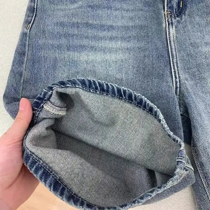 Retro High Waist Denim Shorts Women Loose Fit Summer Trendy Petite Flattering Straight Leg Casual Shorts