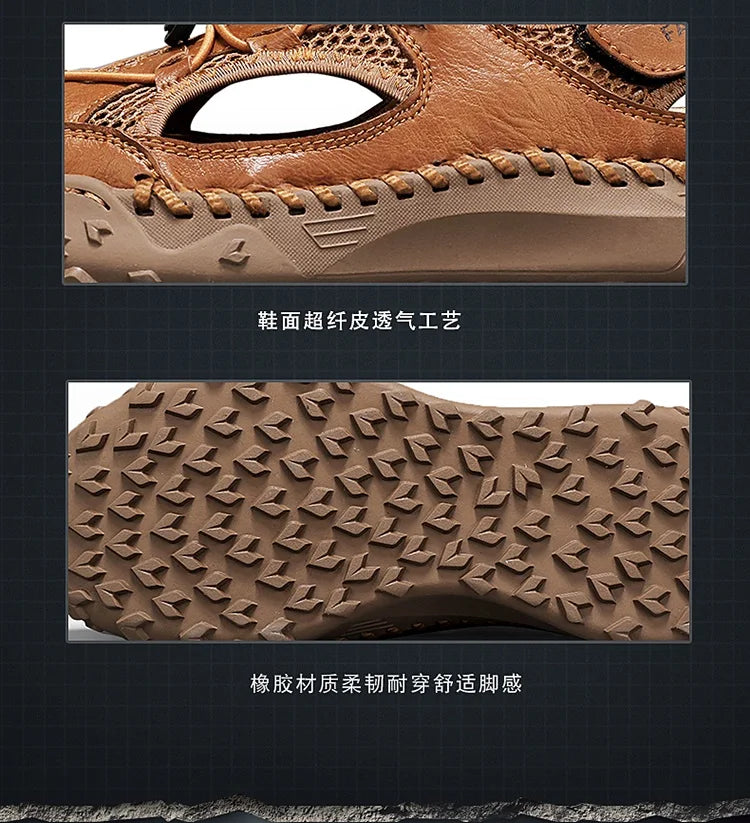 Summer Men Sandals Genuine Leather Mens Casual Shoes Outdoor Men Leather Sandals for Men Beach Shoes Roman mens Shoes
