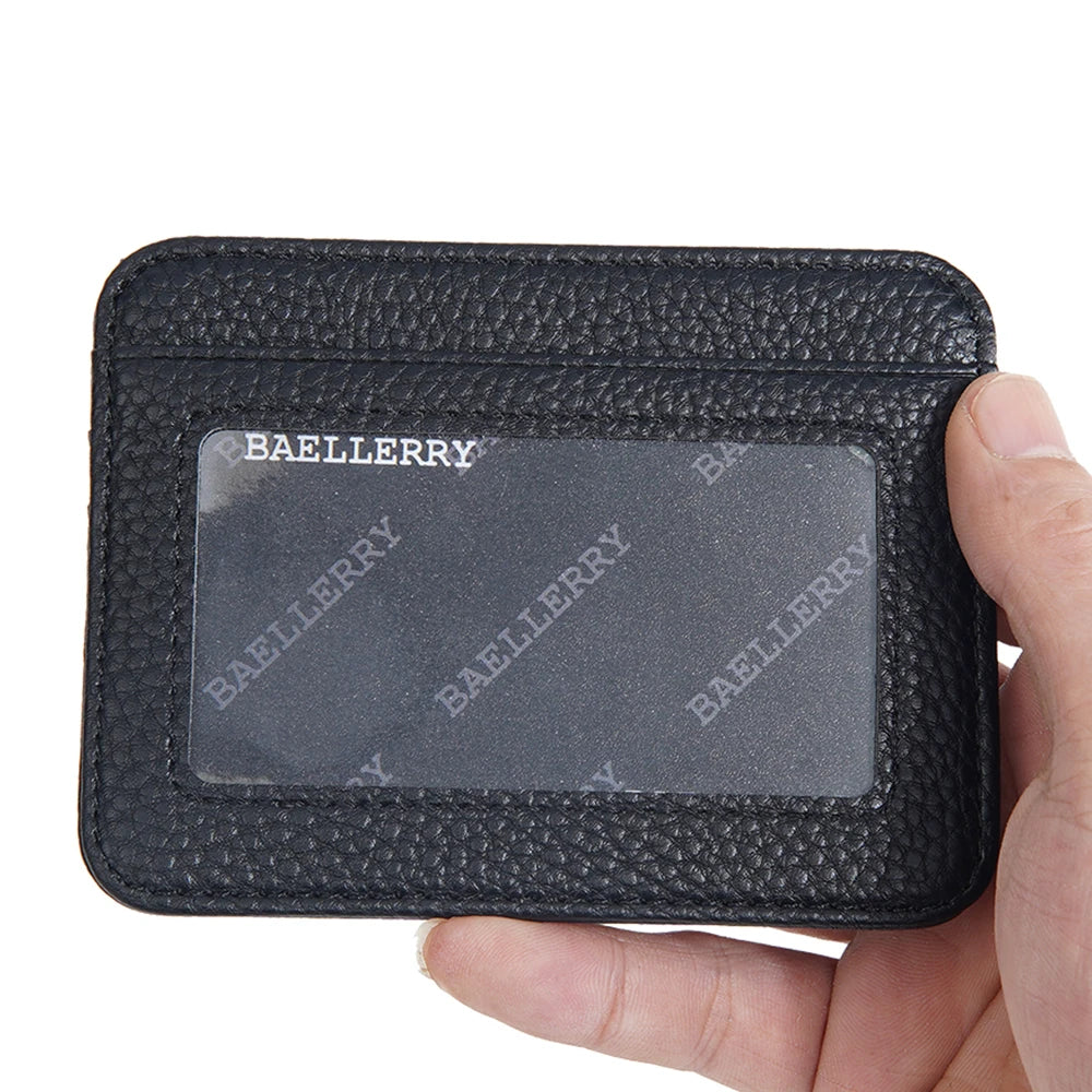 1Pcs Lychee-Patterned Ultra-Thin Card Holder with Id Window, Multi-Card Slot Mini Portable Card Holder with Coin Compartment, Unisex Daily Card Holder