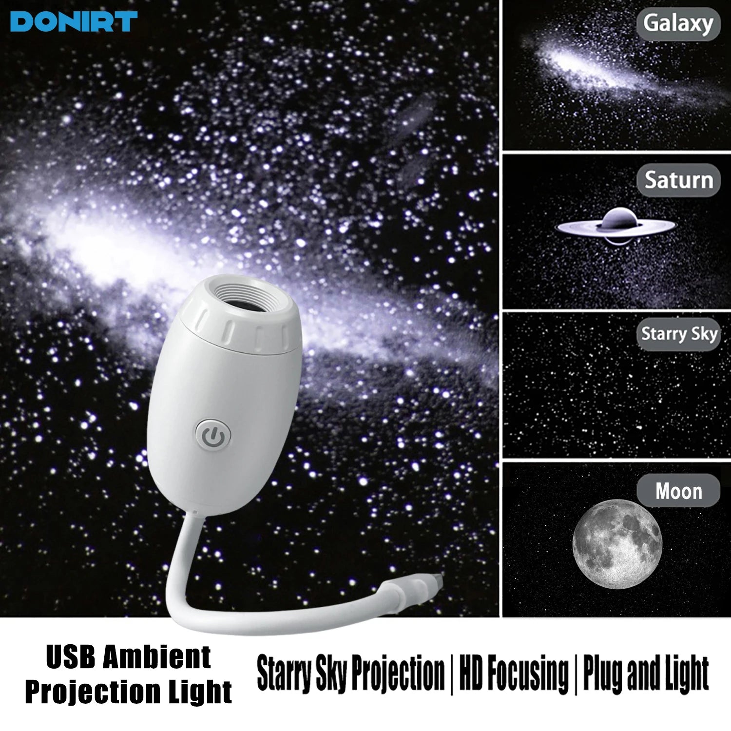 USB Galaxy Projector Light Car Roof Projection Lamp Atmosphere Ambient Light Saturn Starry Star Light Party Decor Romantic Light