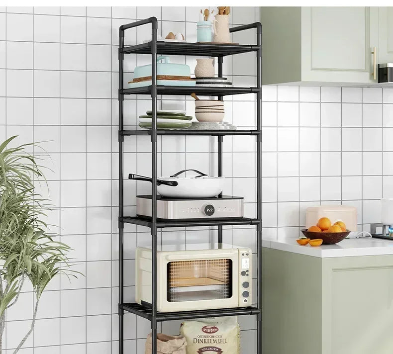 Kitchen multi-layer removable storage cart, floor-to-ceiling storage rack, household storage rack fridge organizer dish rack