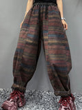 Amax LuluE Fall Korean Casual Jeans Womens Classic Striped Fashion Vintage Denim Pants Ladies Loose Elastic Waist Harem Trousers