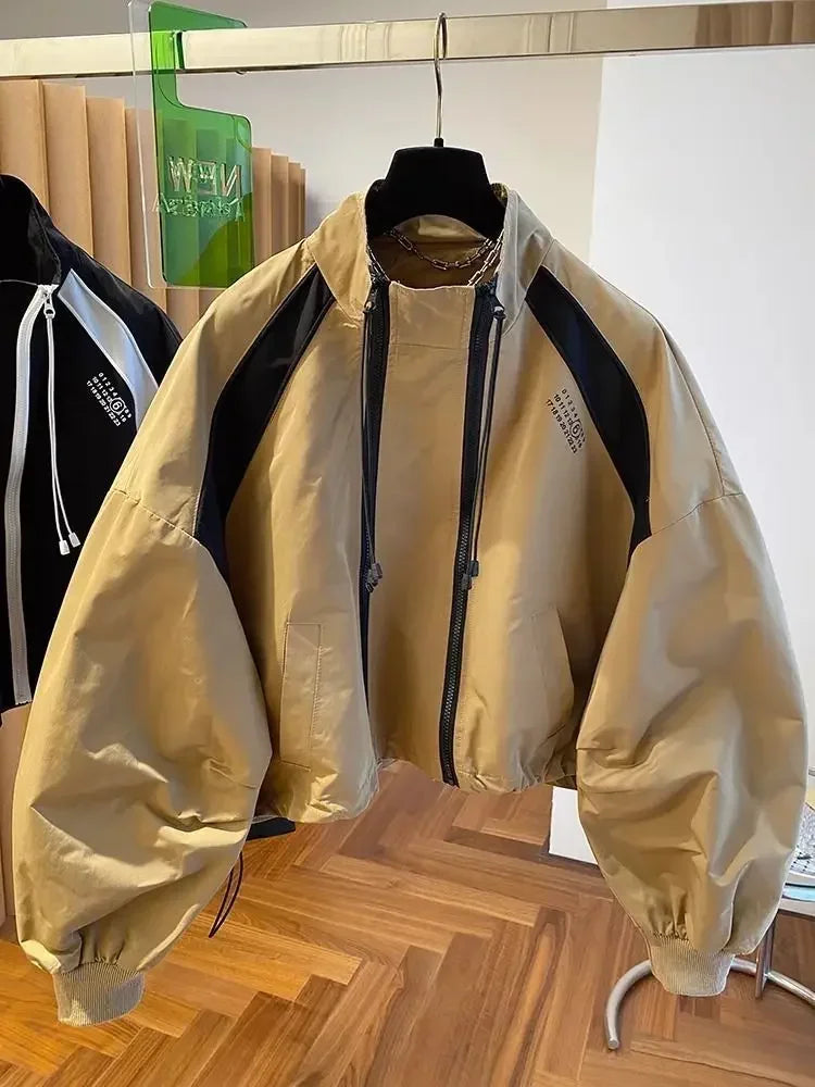 Zipper Design Niche Loose Casual Stand Collar Windbreaker Jacket Spring and Autumn Short Jacket Jacket Top