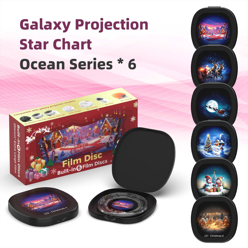 Christmas Galaxy Projector Film Disc Set 6Pcs HD Projection Slides Replacement Discs for Star Projector Galaxy Projector Exclude