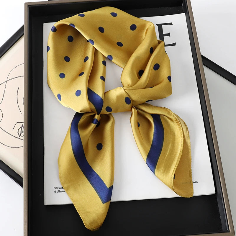 Lady Hair Dot Scarf Female Silk Square Scarves Head Wraps for Women Bandana Fashion Foulard Shawls Female Neckerchief Summer