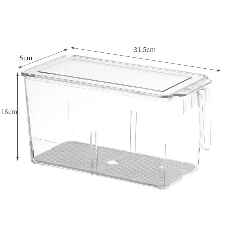Kitchen Food Preservation Box Refrigerator Organizer With Handle Stackable Vegetable Fruit Storage Containers Home Organization