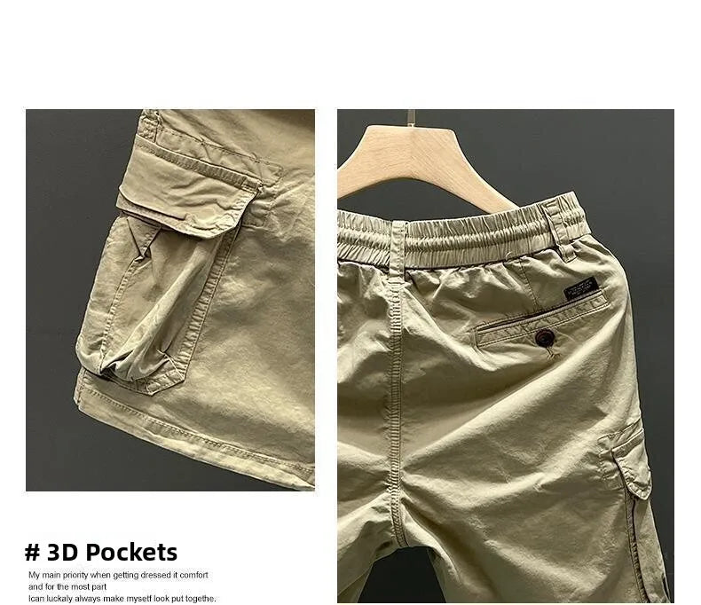 Summer Outdoor Casual Workwear Shorts Men's Multi-Pocket Large Size Loose Retro Dirt-Resistant Versatile Five-Quarter Pants