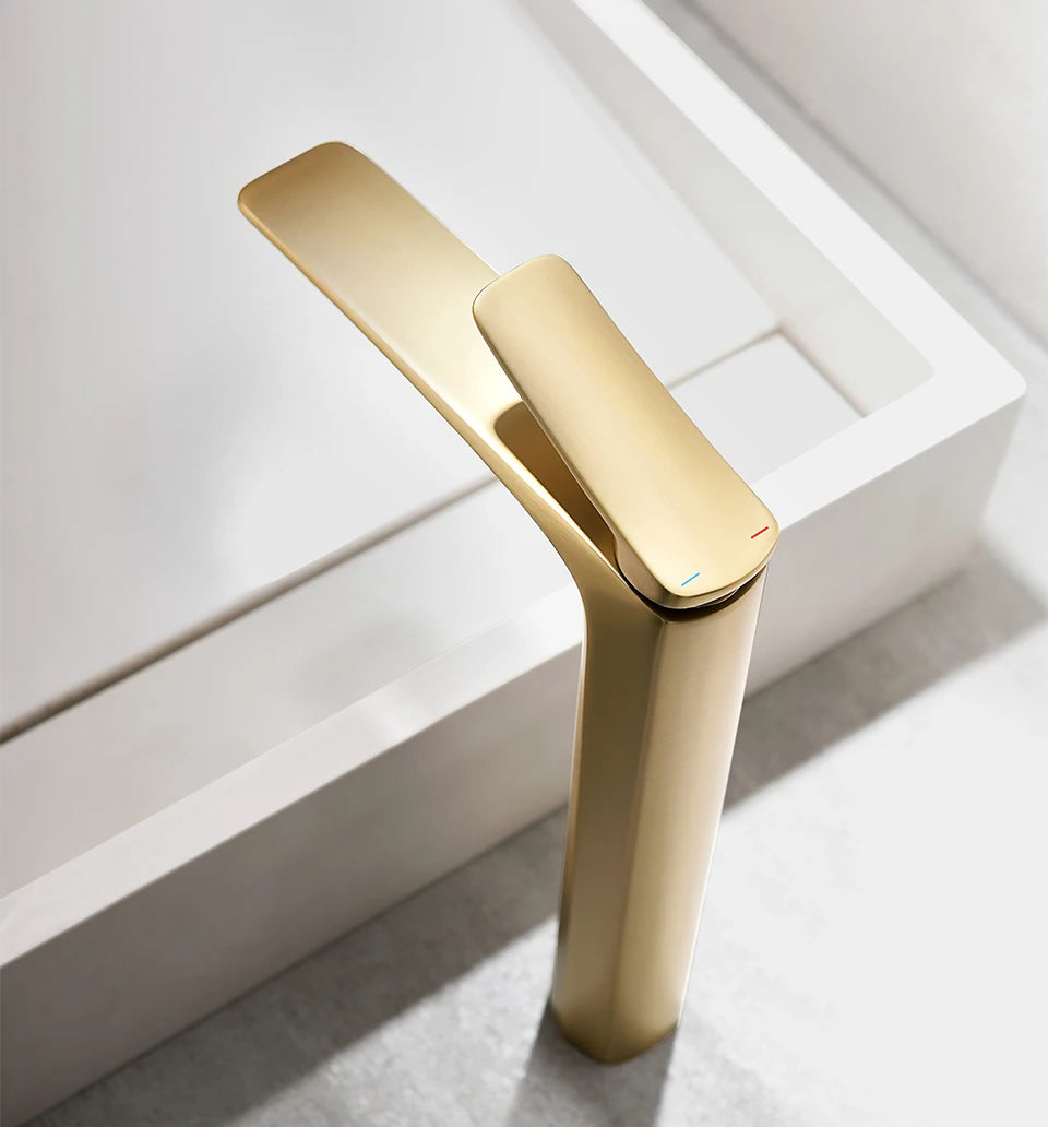 VGX Luxury Gold Bathroom Faucets High Basin Mixer Tall Sink Faucet Gourmet Washbasin Tapware Hot Cold Water Tap Brass Chrome