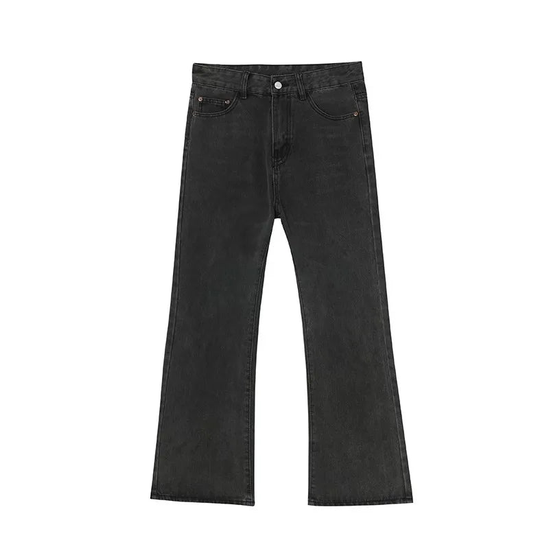 2025 New Male Japan Korea Style Vintage Denim Trousers Pant Men High Street Hip Hop Casual Hole Small Flare Jeans Pant