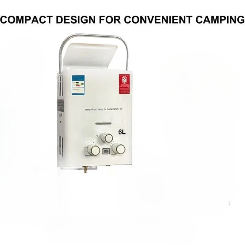 LPG Propane Water Heater 6L Instant Gas Water Heater Overheat & Dry-Burn Protection with Digital Display for Camping RVs Cabin