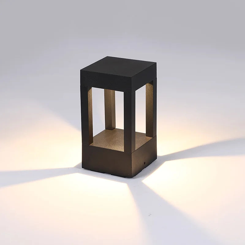 Square Outdoor Garden Lawn Lamp IP65 Waterproof Aluminum LED Pathway Light Modern Courtyard Porch Landscape Bollard Light Decor